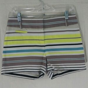 Ann Taylor LOFT Riviera Natural Multicolor Striped Mid Rise Casual Chino Short